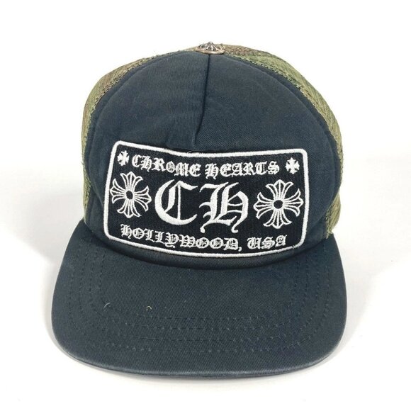 CHROME HEARTS logo camouflage mesh hat cap baseball cap cotton Green/Black